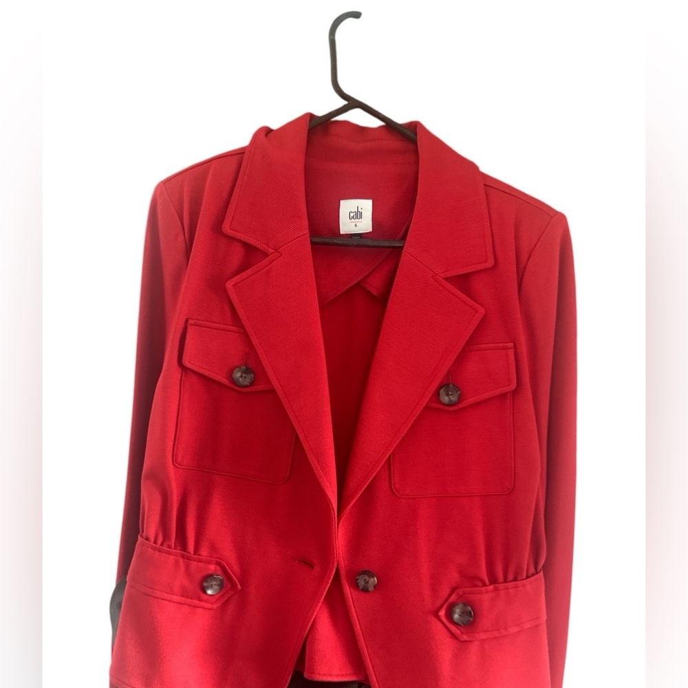 CAbi Red Women's Blazer with Utility Pockets